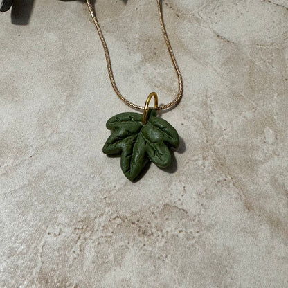 Forest Canopy: Deep Green Maple Leaf Necklace