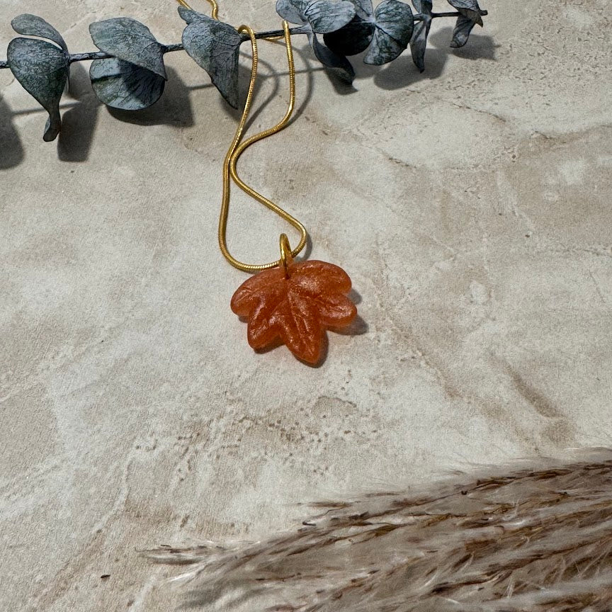 Autumn's Kiss: Copper Maple Leaf Pendant Necklace