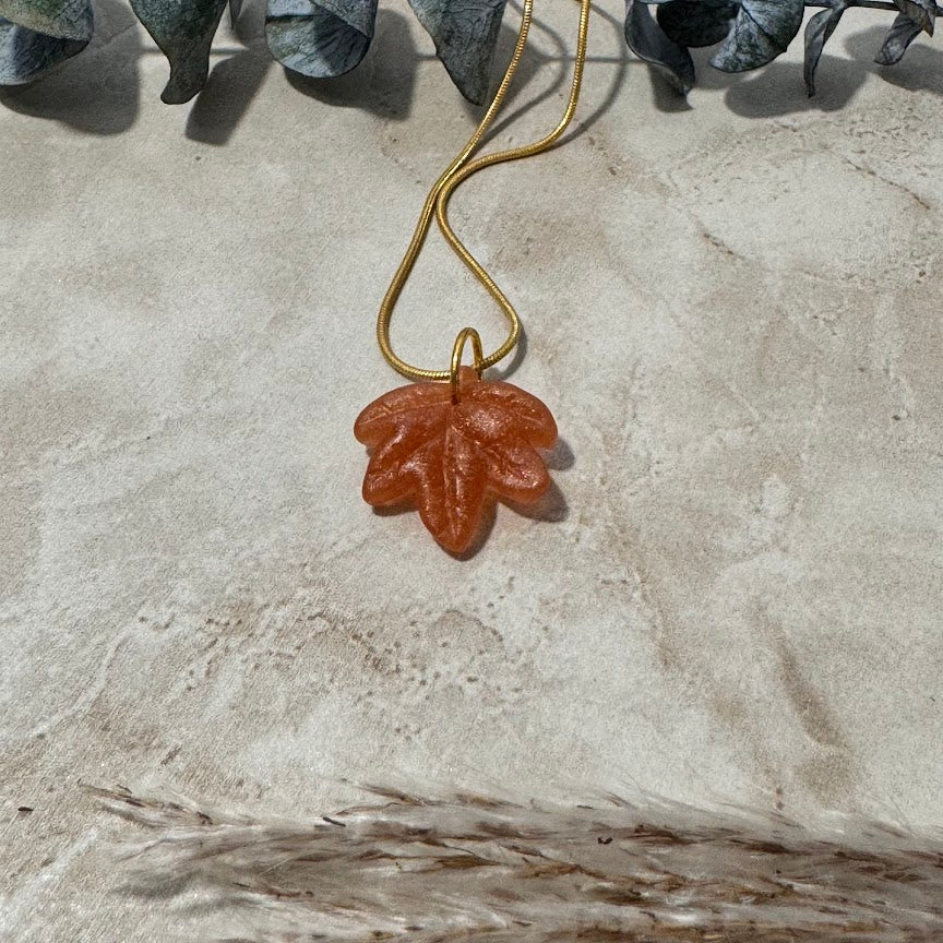 Autumn's Kiss: Copper Maple Leaf Pendant Necklace