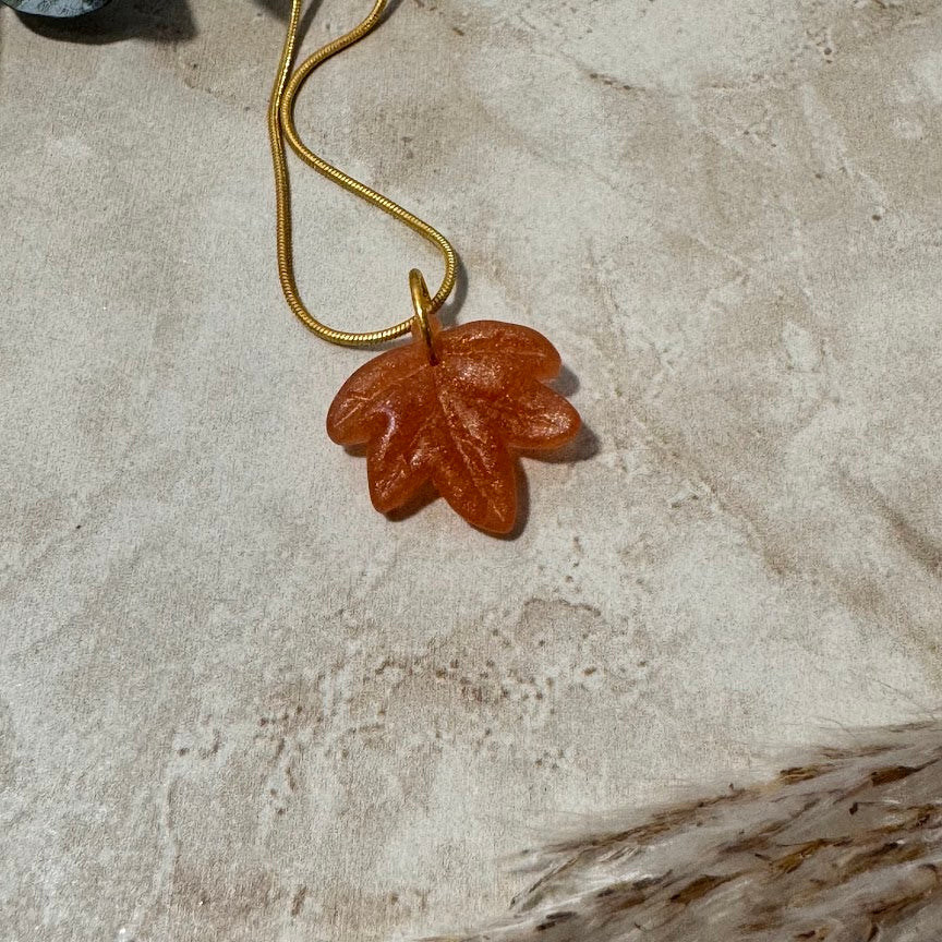 Autumn's Kiss: Copper Maple Leaf Pendant Necklace