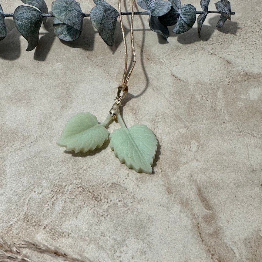 Botanical Beauty: Sage Begonia Leaf Necklace