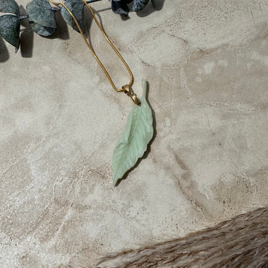 Earthy Charm: Sage Sumac Leaf Pendant Necklace