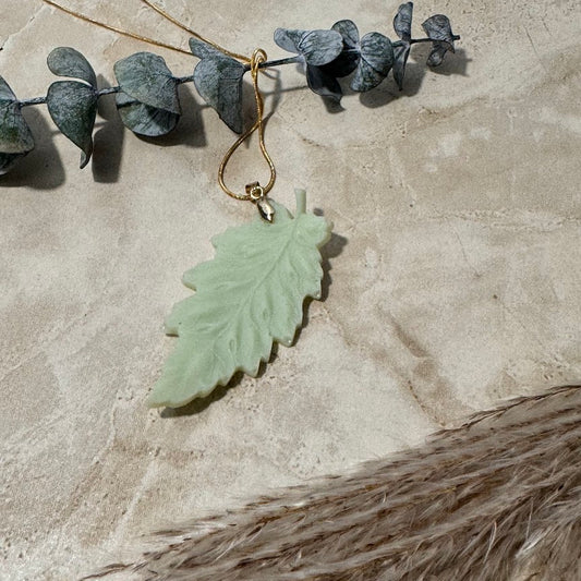 Fern's Embrace: Sage Green Fern Pendant Necklace