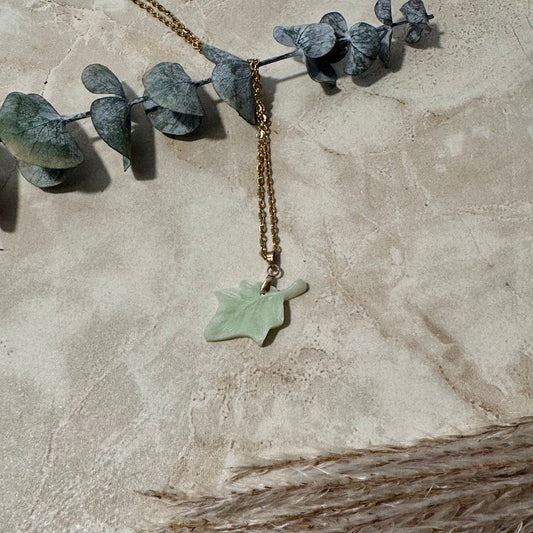 Nature's Embrace: Sage Mulberry Leaf Pendant Necklace