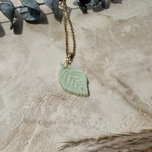 Whispering Woods: Sage Birch Leaf Pendant Necklace