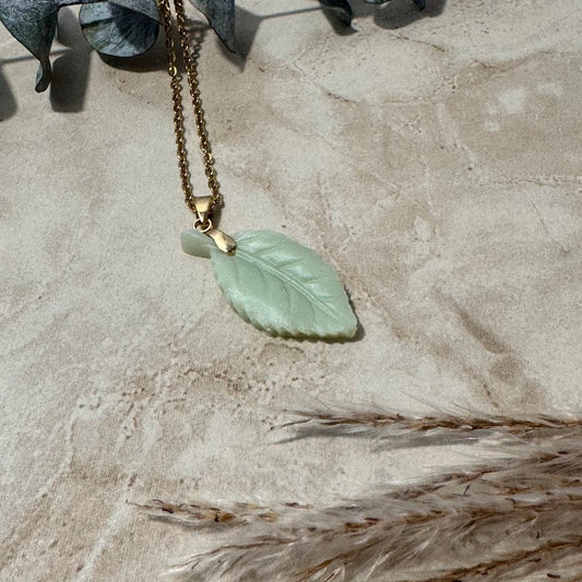 Woodland Charm: Sage Beech Leaf Pendant Necklace