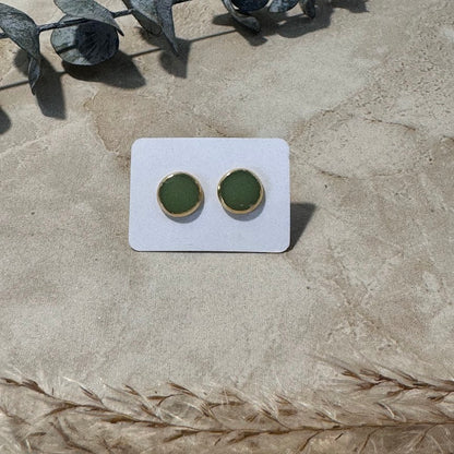 Desert Sage: Sage Green Resin Stud Earrings (8mm)