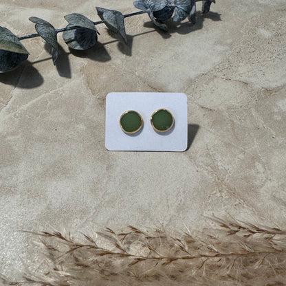 Desert Sage: Sage Green Resin Stud Earrings (8mm)