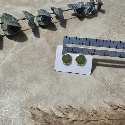 Desert Sage: Sage Green Resin Stud Earrings (8mm)