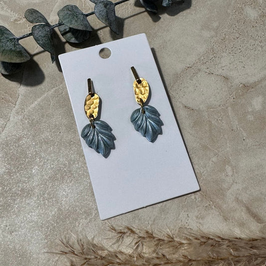 Tropical Bloom: Blue Hibiscus Leaf Earrings