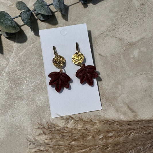 Autumn Majesty: Maroon Maple Leaf Earrings