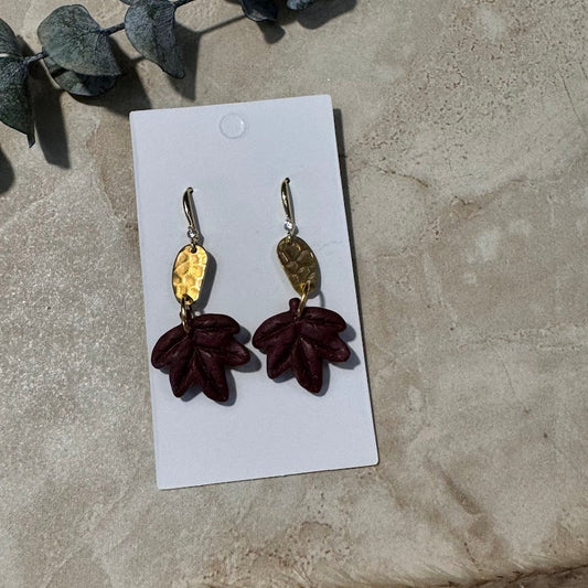 Autumn Majesty: Maroon Maple Leaf Earrings