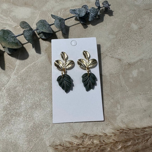 Tropical Escape: Green Hibiscus Leaf Earrings