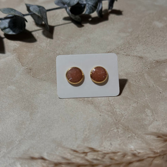 Copper Bloom: Copper & White Resin Stud Earrings (8mm)