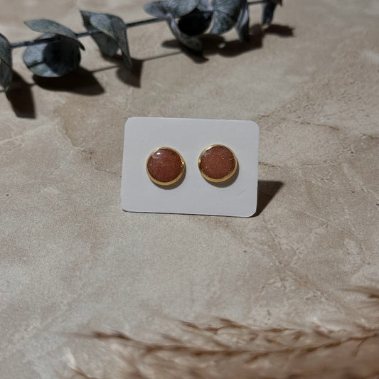 Copper Bloom: Copper & White Resin Stud Earrings (8mm)