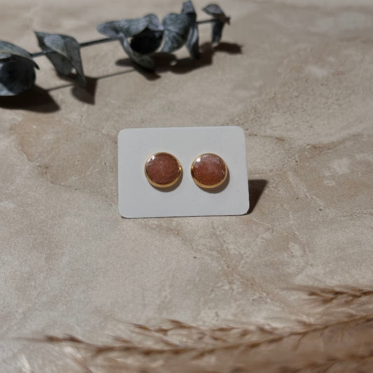 Copper Bloom: Copper & White Resin Stud Earrings (8mm)