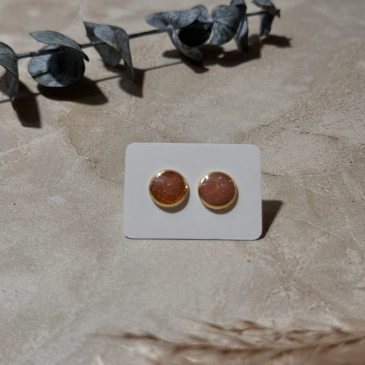 Copper Bloom: Copper & White Resin Stud Earrings (8mm)