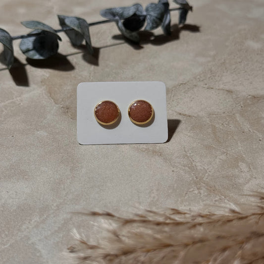 Copper Bloom: Copper & White Resin Stud Earrings (8mm)