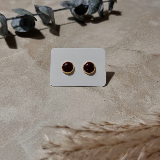 Crimson Bloom: Deep Maroon Resin Stud Earrings (6mm)