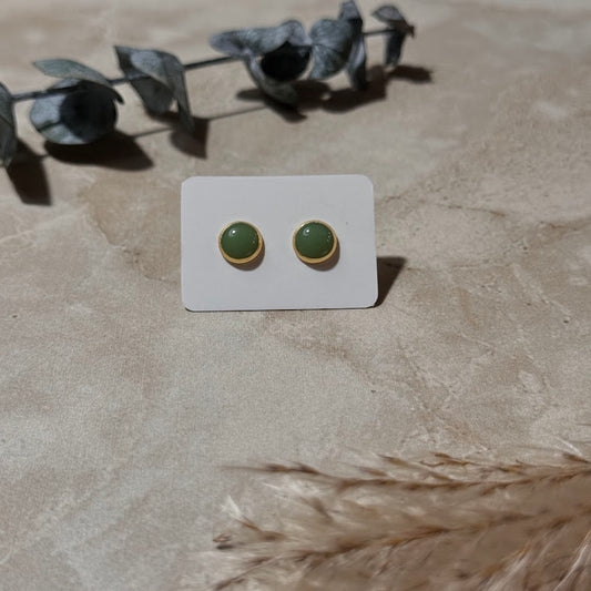 Sage Garden: Sage Green Resin Stud Earrings (6mm)