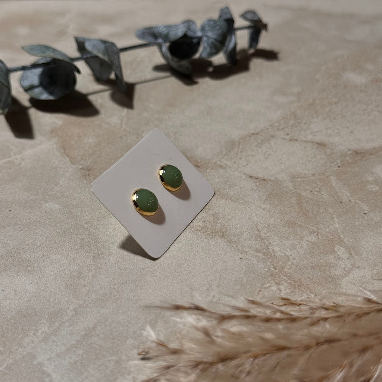 Sage Garden: Sage Green Resin Stud Earrings (6mm)