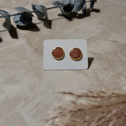 Copper Bloom: Copper & White Resin Stud Earrings (8mm)