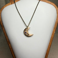 Constellation Moon Pendant · Bronze, White & Purple CZ Stones