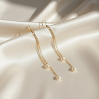 Thread Drop Earrings · Pearl