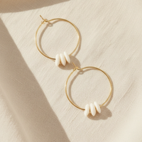Natural White Buffalo Bone Hoop Earrings