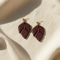 Driftleaf Drop Earrings · Burgundy