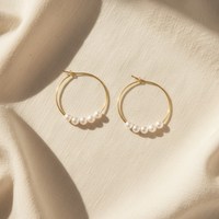 Soft Light Pearl Hoop Earrings