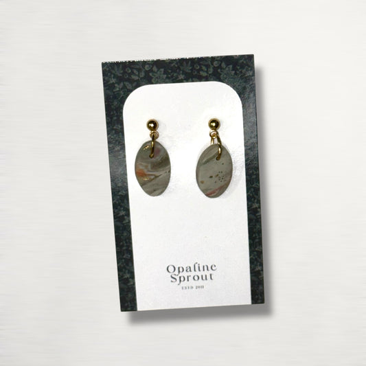 The Pebble Drop Earrings – Moss Agate – Special Edition | Hypoallergenic 18K Gold-Plated – Handmade Jewelry