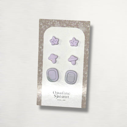 Stud Set Of 3 · Hypoallergenic 18K Gold Plated Stainless Steel · Clay Earrings