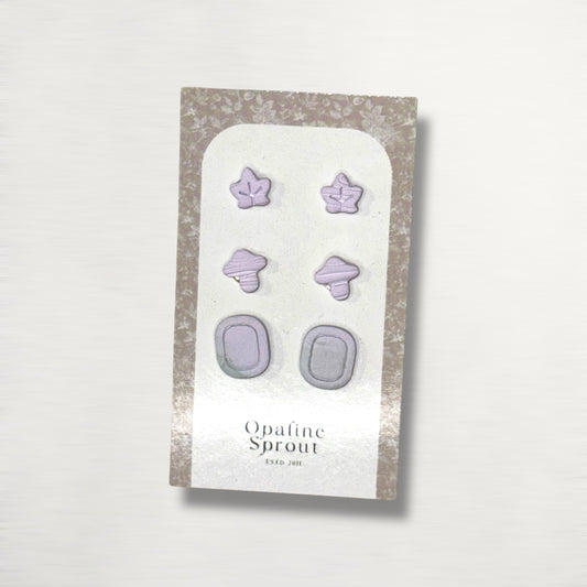 Stud Set Of 3 · Hypoallergenic 18K Gold Plated Stainless Steel · Clay Earrings