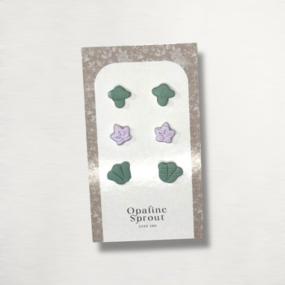 Stud Set Of 3 · Hypoallergenic 18K Gold Plated Stainless Steel · Clay Earrings
