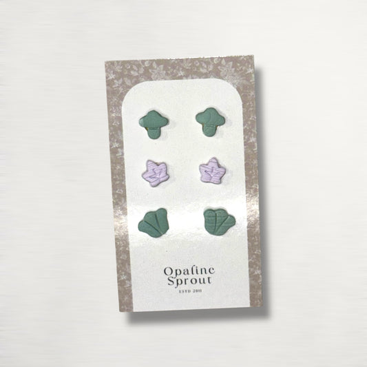 Stud Set Of 3 · Hypoallergenic 18K Gold Plated Stainless Steel · Clay Earrings