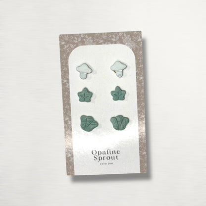Stud Set Of 3 · Hypoallergenic 18K Gold Plated Stainless Steel · Clay Earrings