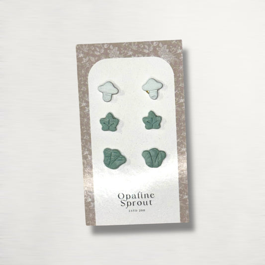 Stud Set Of 3 · Hypoallergenic 18K Gold Plated Stainless Steel · Clay Earrings