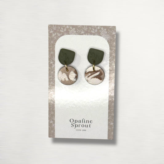 The Tandem Drop Earrings – Sandstone & Sage – Special Edition | Hypoallergenic 18K Gold-Plated – Handmade Jewelry