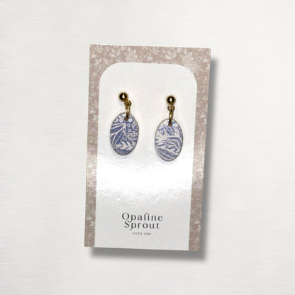 The Pebble Drop Earrings – Cornflower Toile – Special Edition | Hypoallergenic 18K Gold-Plated – Handmade Jewelry