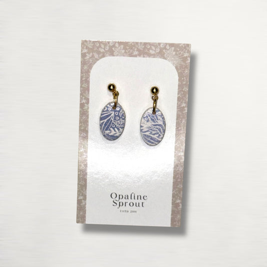 The Pebble Drop Earrings – Cornflower Toile – Special Edition | Hypoallergenic 18K Gold-Plated – Handmade Jewelry