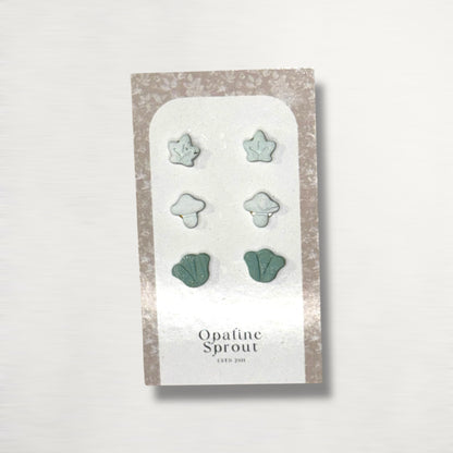 Stud Set Of 3 · Hypoallergenic 18K Gold Plated Stainless Steel · Clay Earrings