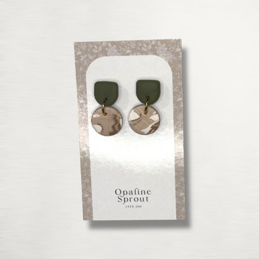 The Tandem Drop Earrings – Sandstone & Sage – Special Edition | Hypoallergenic 18K Gold-Plated – Handmade Jewelry