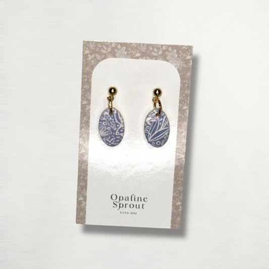 The Pebble Drop Earrings – Cornflower Toile – Special Edition | Hypoallergenic 18K Gold-Plated – Handmade Jewelry