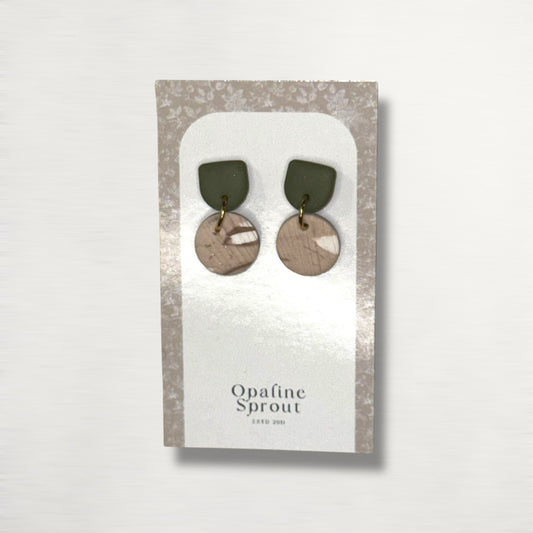 The Tandem Drop Earrings – Sandstone & Sage – Special Edition | Hypoallergenic 18K Gold-Plated – Handmade Jewelry