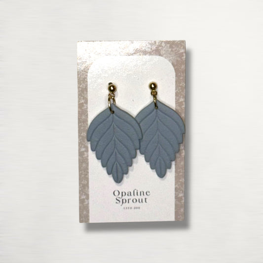 The Pressed Leaf Drop Earrings – Slate Blue – Water Collection · Yacht | Hypoallergenic 18K Gold-Plated – Handmade Jewelry