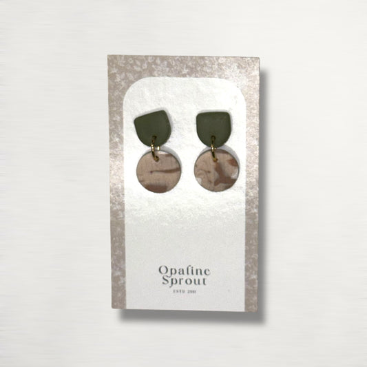 The Tandem Drop Earrings – Sandstone & Sage – Special Edition | Hypoallergenic 18K Gold-Plated – Handmade Jewelry
