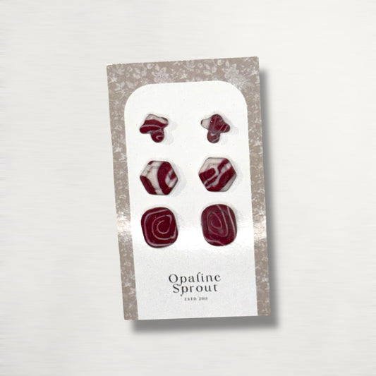 Stud Set Of 3 · Hypoallergenic 18K Gold Plated Stainless Steel · Clay Earrings
