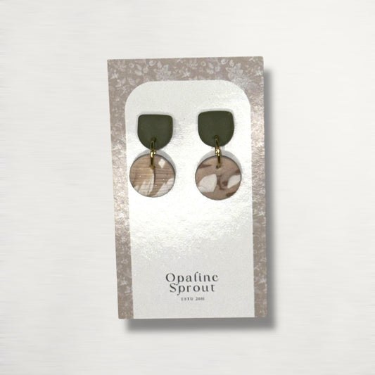 The Tandem Drop Earrings – Sandstone & Sage – Special Edition | Hypoallergenic 18K Gold-Plated – Handmade Jewelry