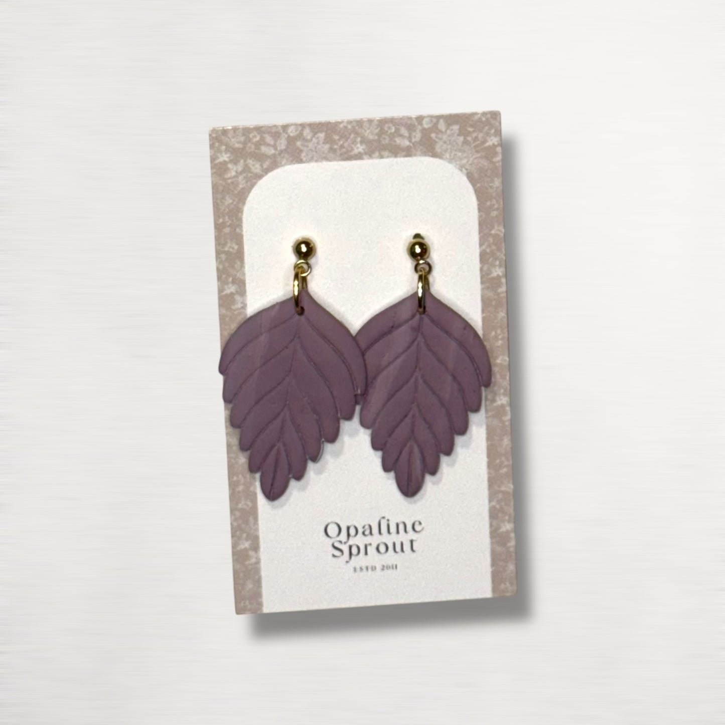 The Pressed Leaf Drop Earrings – Hazy Lilac · Garden Collection